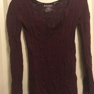 Maroon pointelle lace  shirt